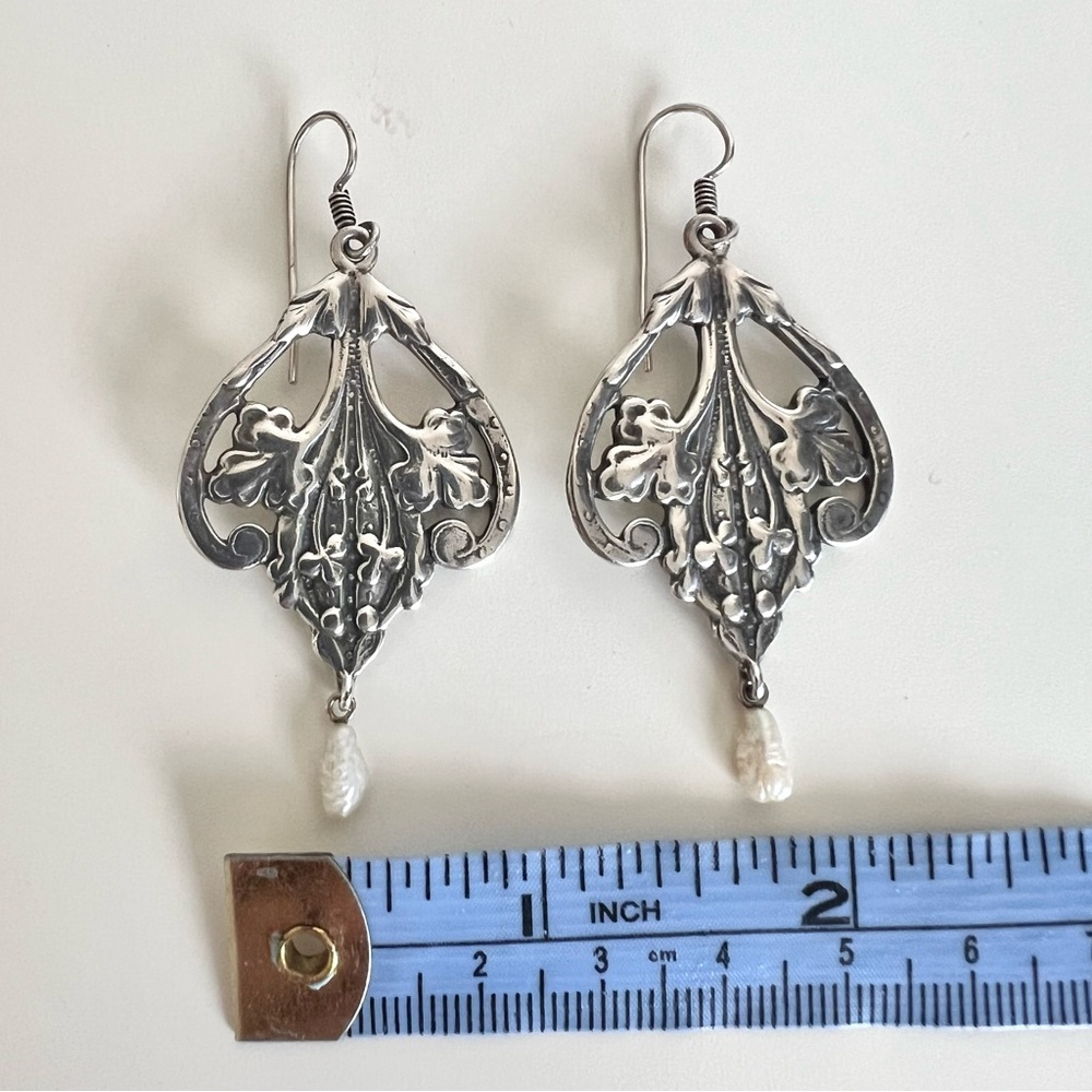 Vintage Steve Stamas Sterling Silver Drop Earrings - Picture 6 of 7
